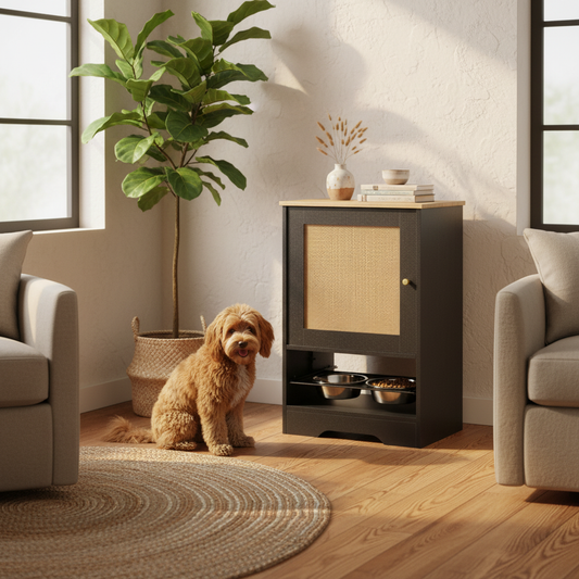 Den & Bone Rattan Feeding Cabinet